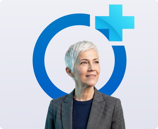 Professionnelle de la santé devant le symbole medO